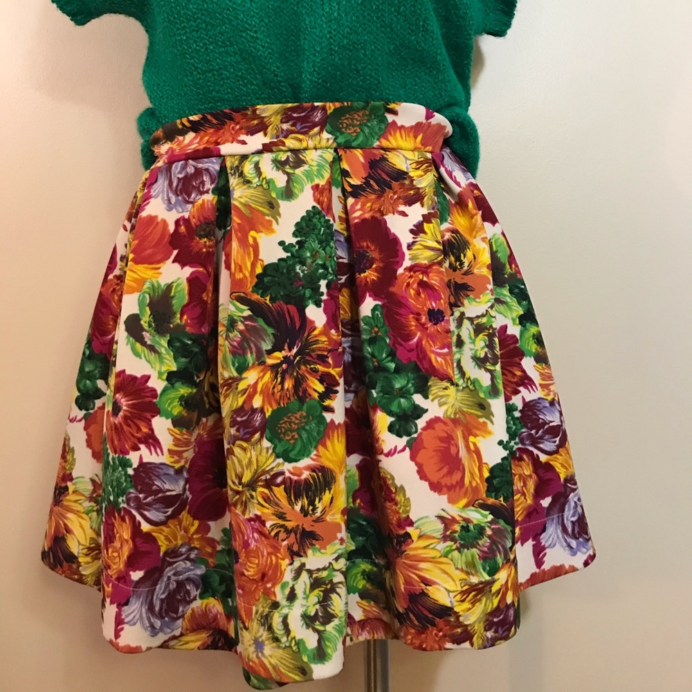 Bright Floral Spring High Waisted Boho Skirt